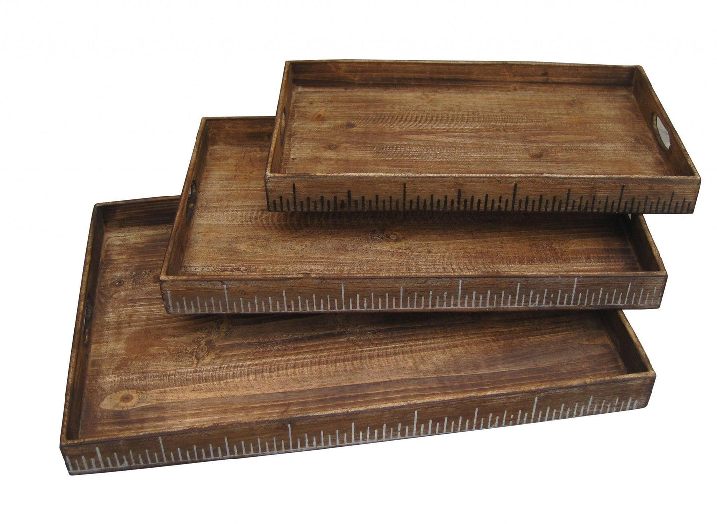 19 X 12 Brown Wood Tray Set - AFS