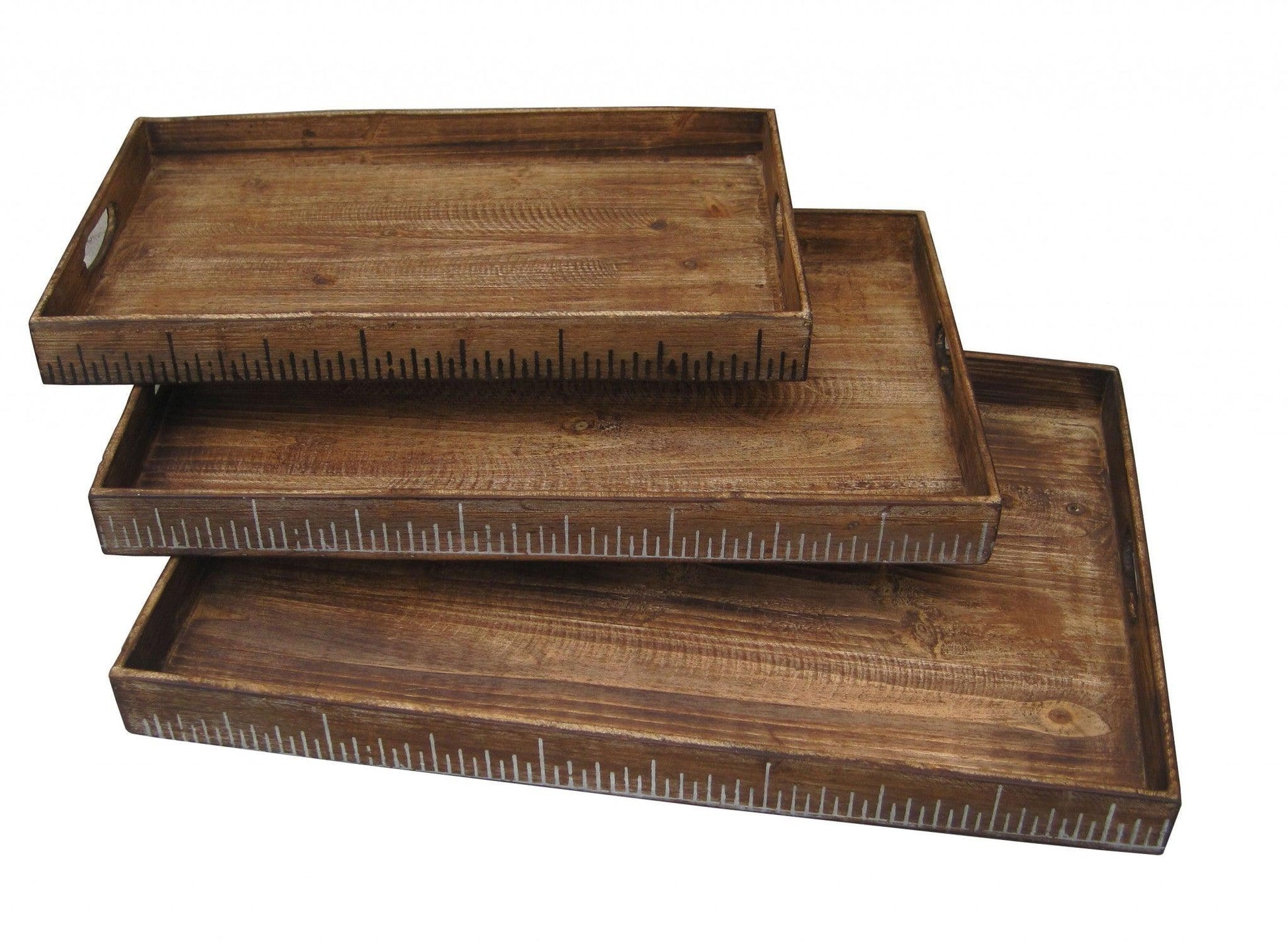 19 X 12 Brown Wood Tray Set - AFS