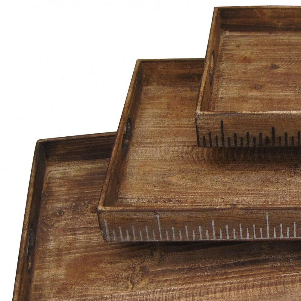 19 X 12 Brown Wood Tray Set - AFS