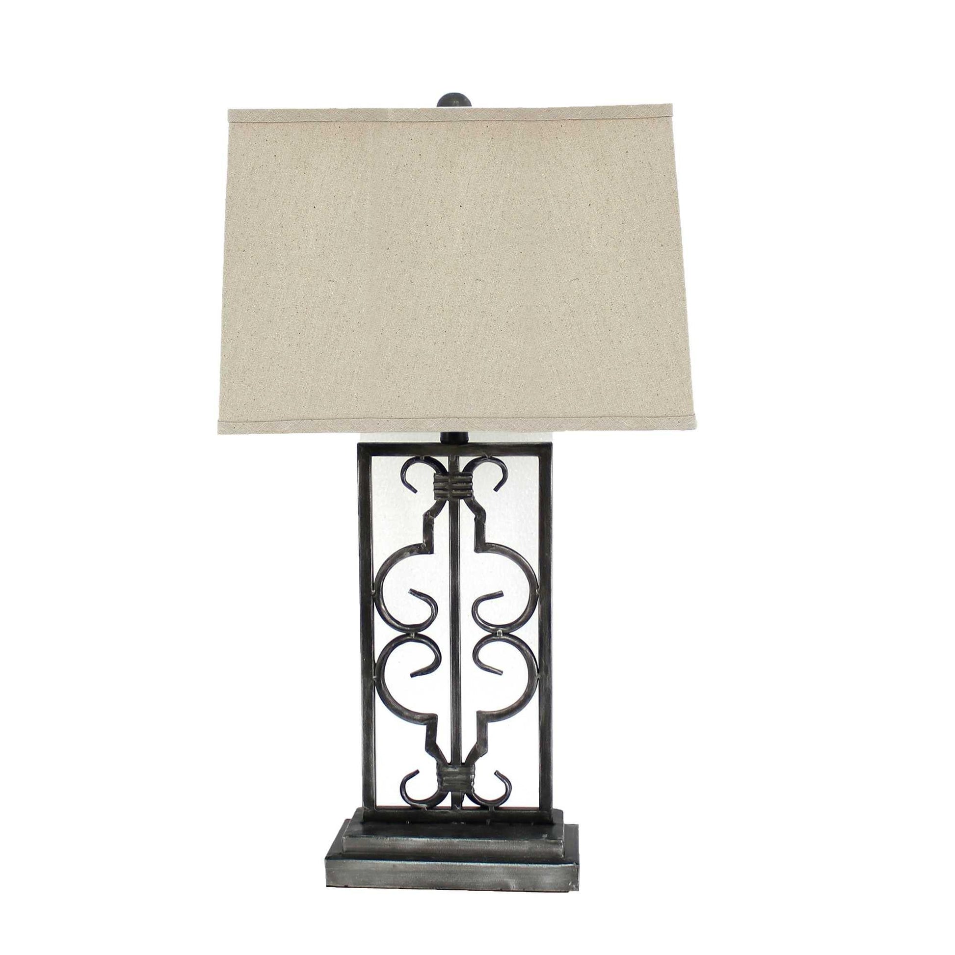 5.5 x 9.25 x 28.75 Gray Industrial With Stacked Metal Pedestal - Table Lamp - AFS
