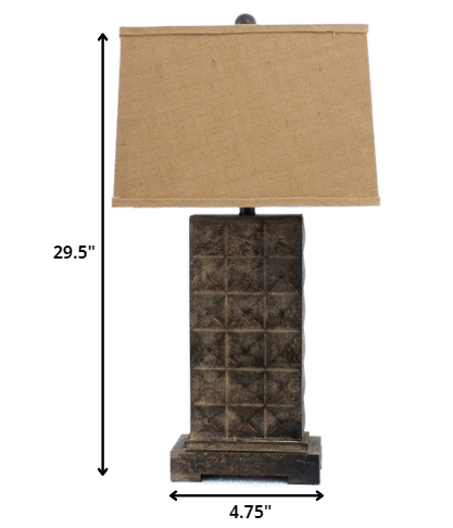 4.75 x 9.5 x 29.5 Brown Vintage With Metal Pedestal - Table Lamp - AFS