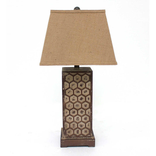 7 x 7 x 28.5 Brown Industrial With Honeycombed Metal Base - Table Lamp - AFS