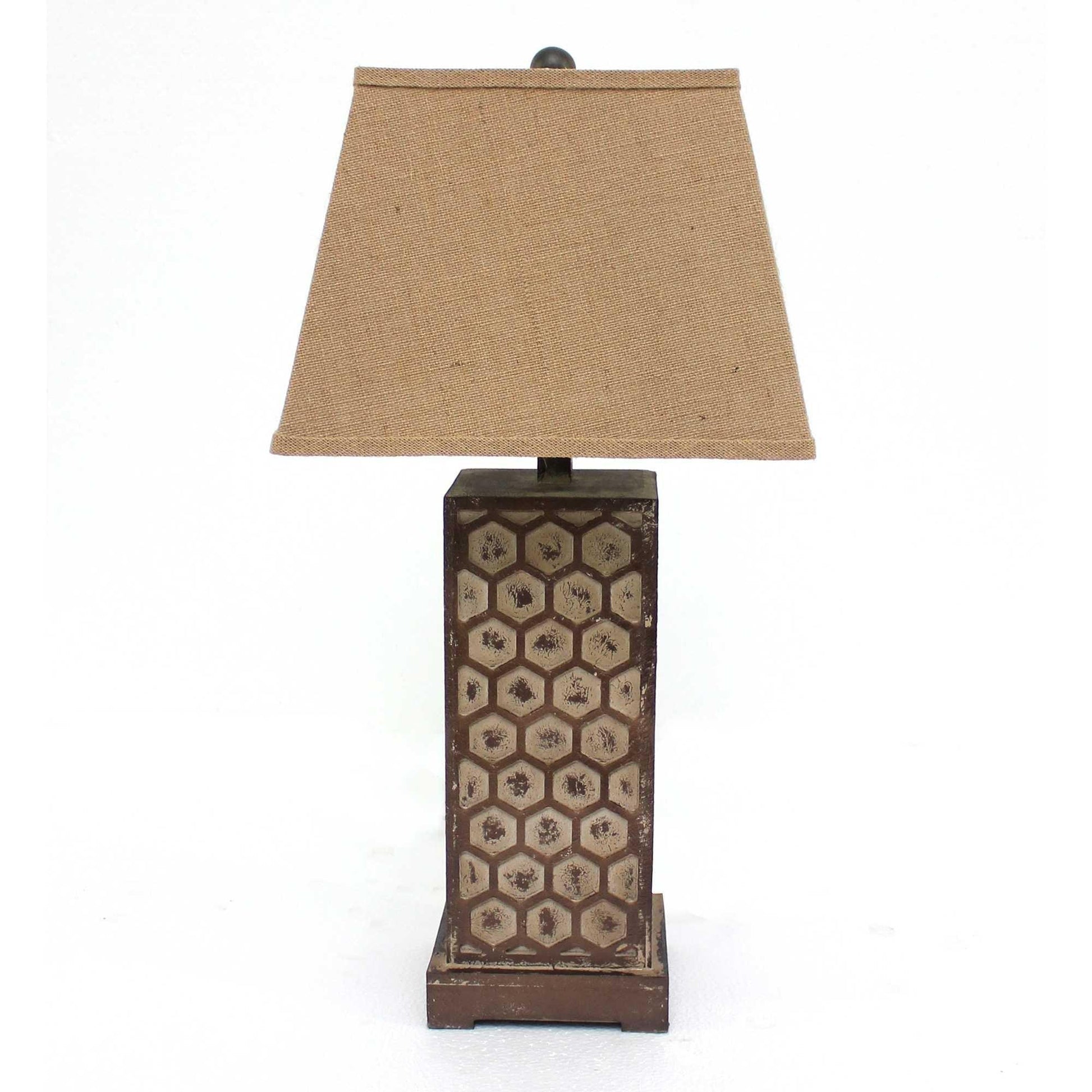 7 x 7 x 28.5 Brown Industrial With Honeycombed Metal Base - Table Lamp - AFS