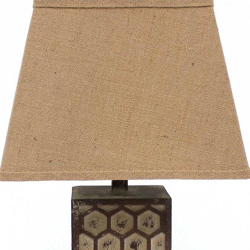7 x 7 x 28.5 Brown Industrial With Honeycombed Metal Base - Table Lamp - AFS
