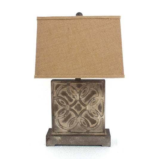 4.75 x 11.75 x 24.75 Brown Vintage with Khaki Linen Shade - Table Lamp - AFS