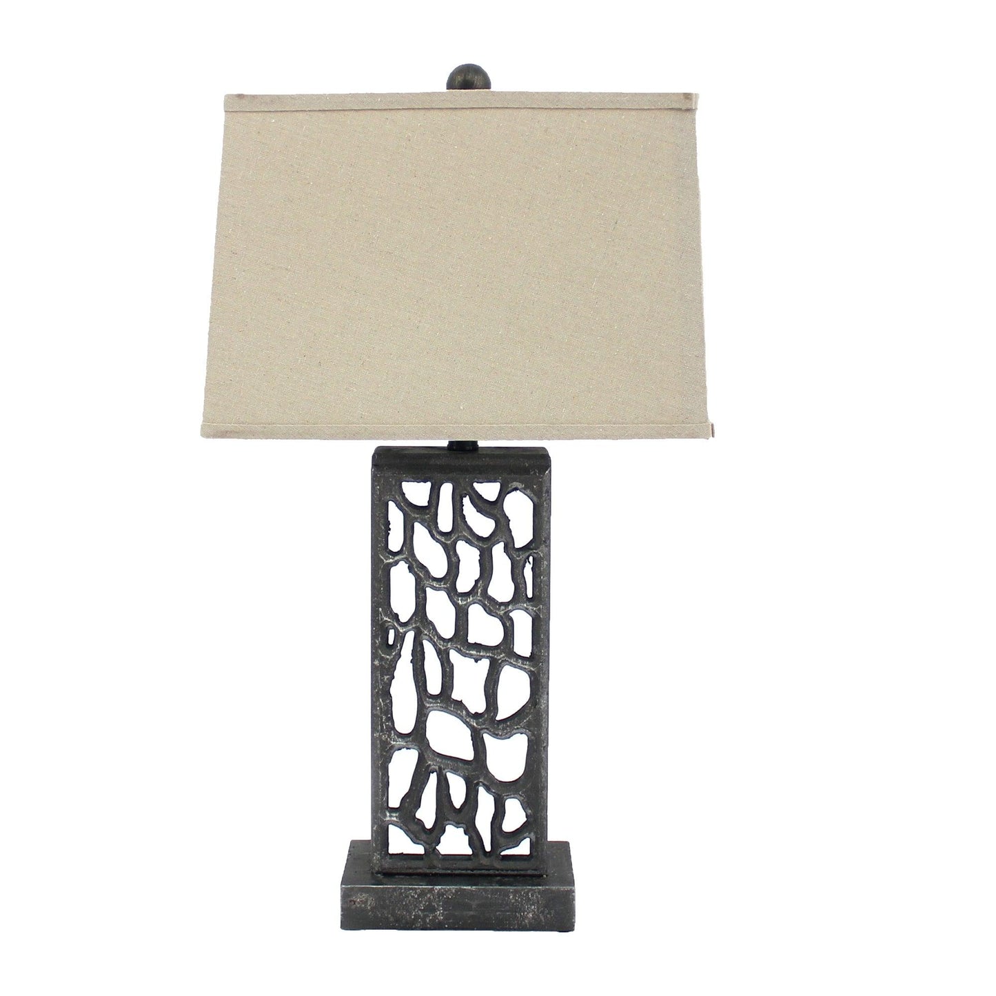 5 x 8 x 28.75 Silver Metal With Multi Mini Grotto Pattern - Table Lamp - AFS