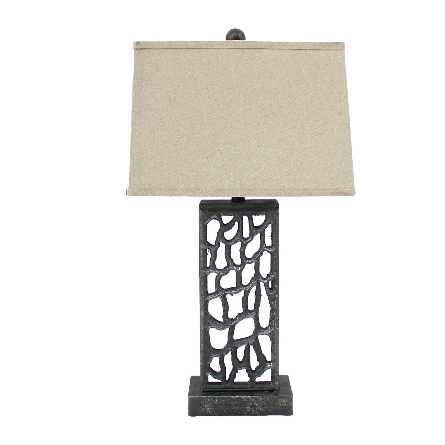 5 x 8 x 28.75 Silver Metal With Multi Mini Grotto Pattern - Table Lamp - AFS