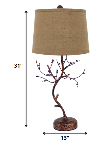 13 x 15 x 31 Bronze Vintage Metal With Elegant Tree Base - Table Lamp - AFS