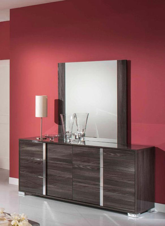 41" Grey MDF Glass and Veneer Mirror - AFS