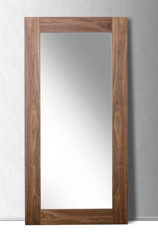 79" Walnut MDF Veneer and Glass Mirror - AFS
