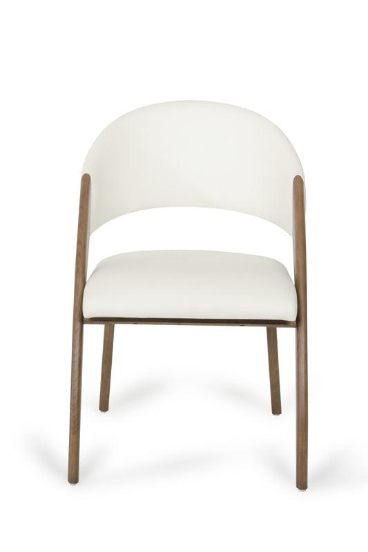 31" Walnut Wood and Cream Leatherette Dining Chair - AFS