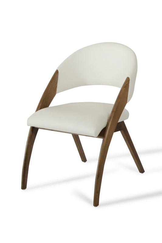 31" Walnut Wood and Cream Leatherette Dining Chair - AFS