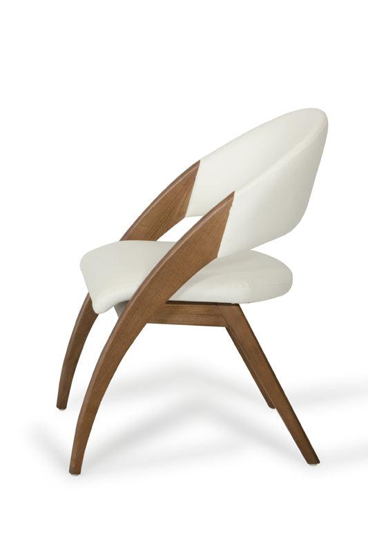 31" Walnut Wood and Cream Leatherette Dining Chair - AFS