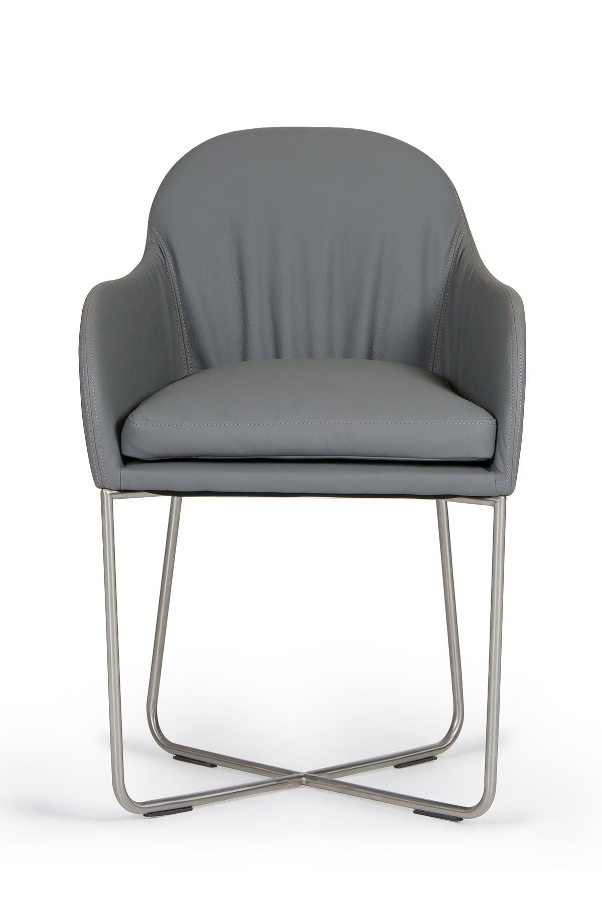 34" Grey Leatherette and Steel Dining Chair - AFS