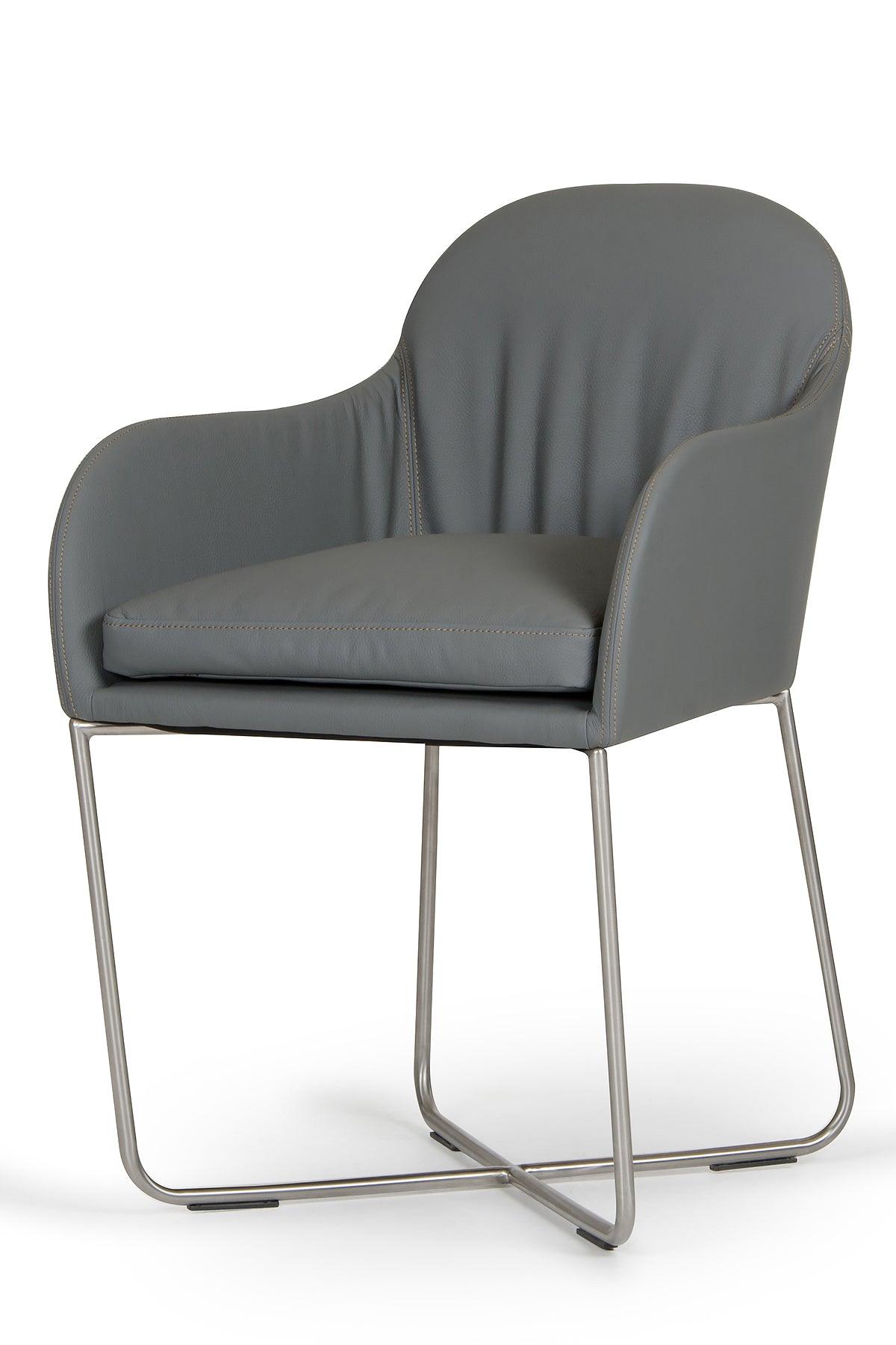 34" Grey Leatherette and Steel Dining Chair - AFS