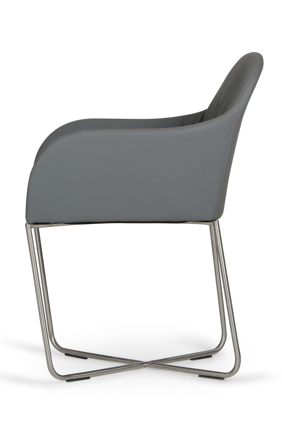 34" Grey Leatherette and Steel Dining Chair - AFS