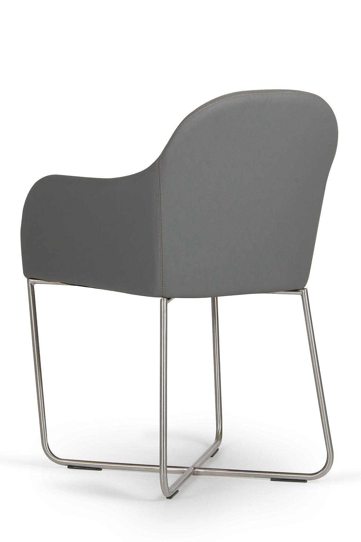 34" Grey Leatherette and Steel Dining Chair - AFS