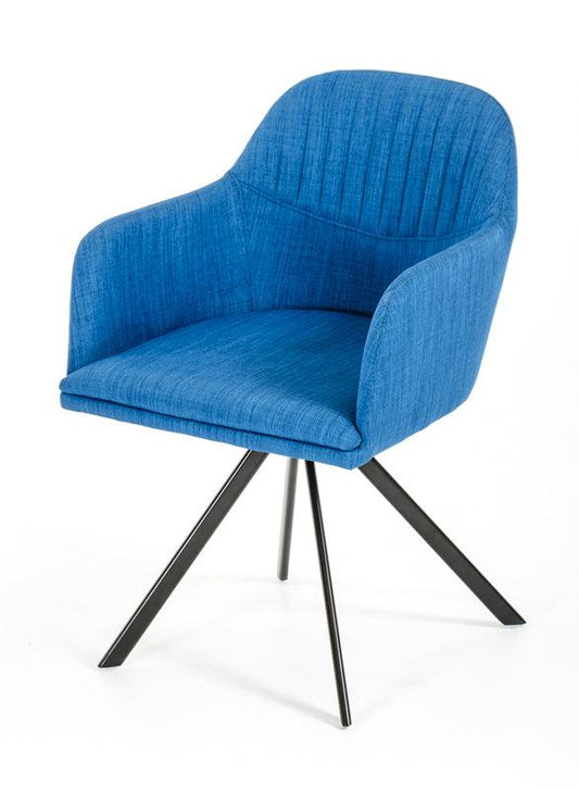 31" Blue Fabric and Metal Dining Arm Chair - AFS