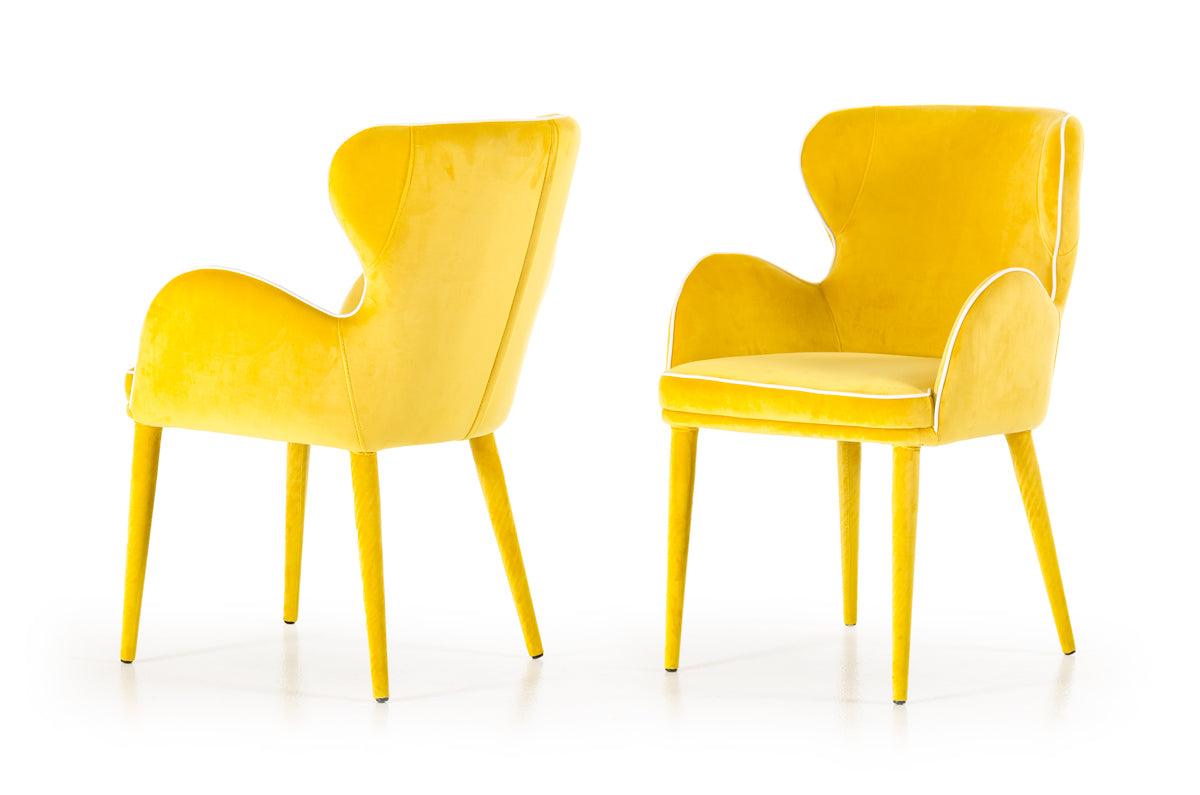 33" Yellow Fabric and Metal Dining Chair - AFS