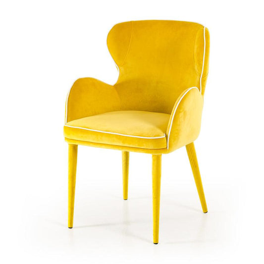 33" Yellow Fabric and Metal Dining Chair - AFS