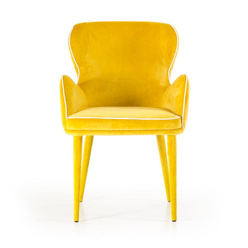 33" Yellow Fabric and Metal Dining Chair - AFS