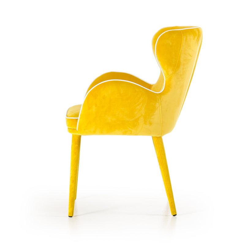 33" Yellow Fabric and Metal Dining Chair - AFS