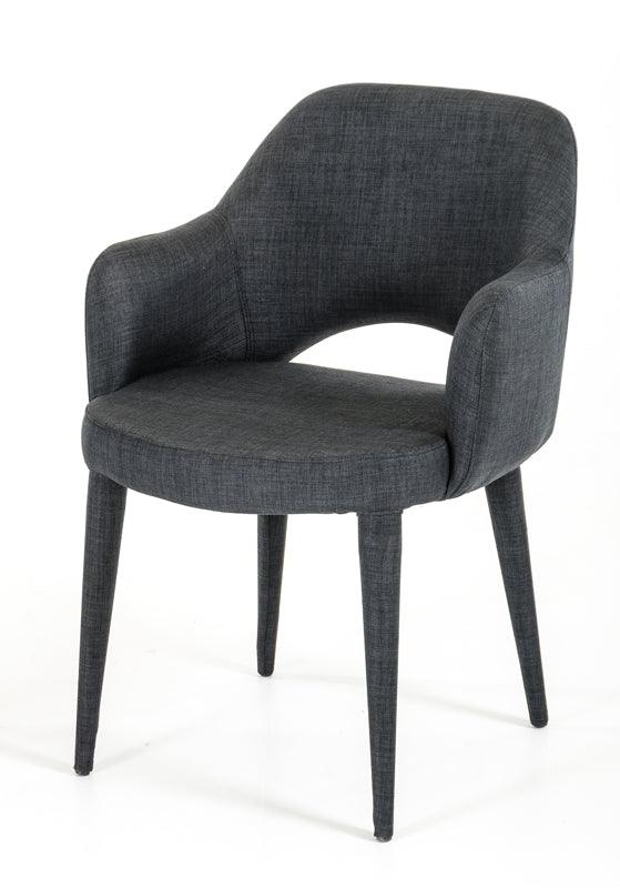 34" Dark Grey Fabric and Metal Dining Chair - AFS