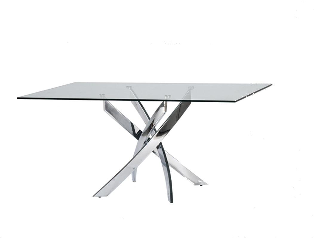 30" Glass and Steel Rectangular Dining Table - AFS