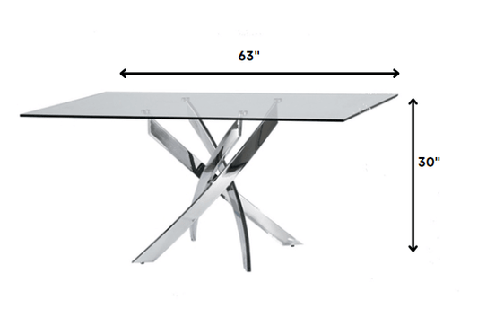 30" Glass and Steel Rectangular Dining Table - AFS