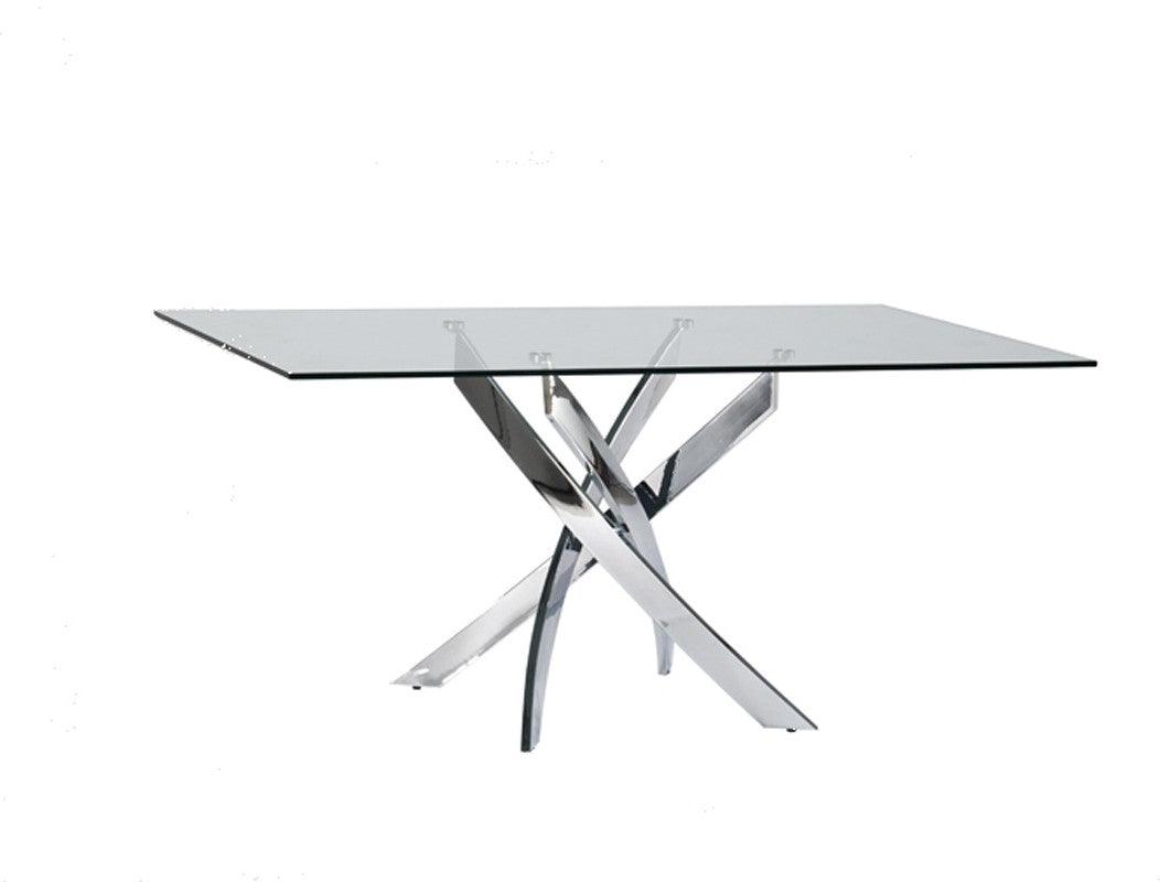 30" Glass and Steel Rectangular Dining Table - AFS