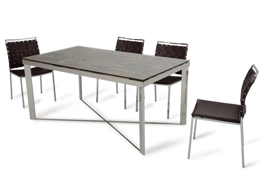 30" Wood Steel and Glass Dining Table - AFS