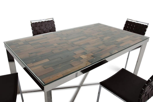 30" Wood Steel and Glass Dining Table - AFS