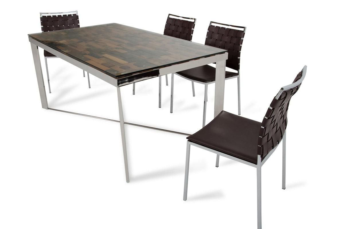 30" Wood Steel and Glass Dining Table - AFS