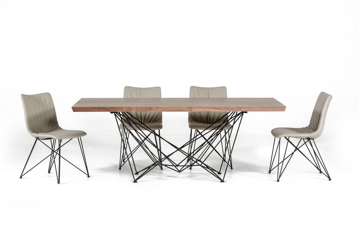 30" Walnut Veneer and Metal Dining Table - AFS