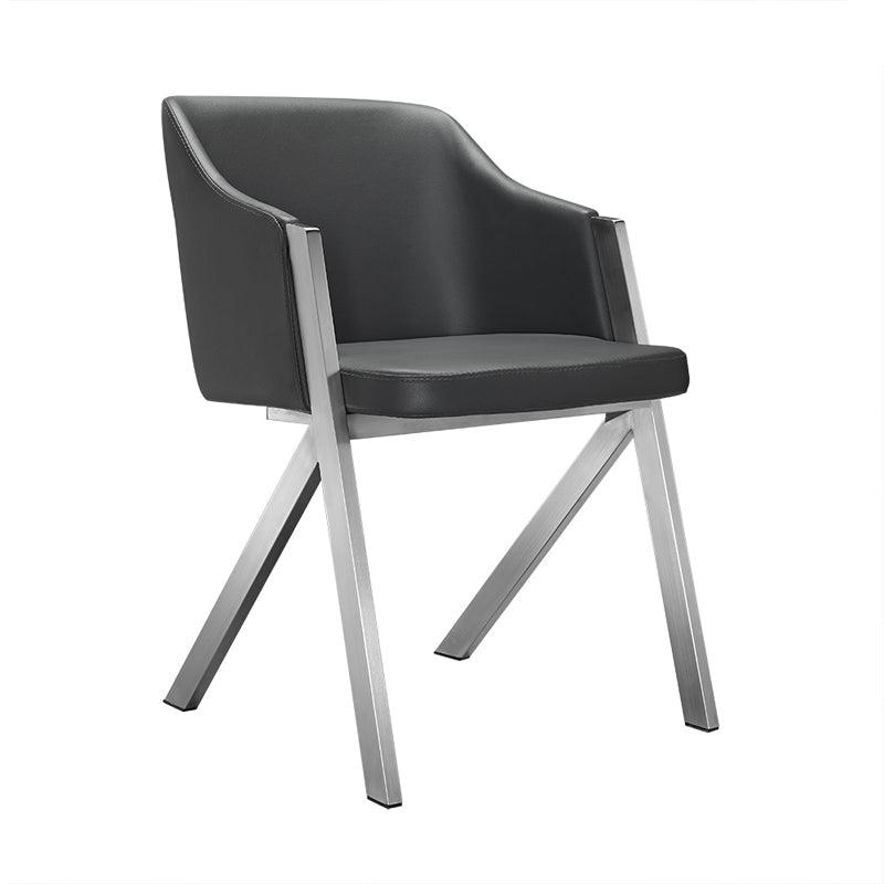 Two 29" Grey Leatherette and Steel Dining Chairs - AFS