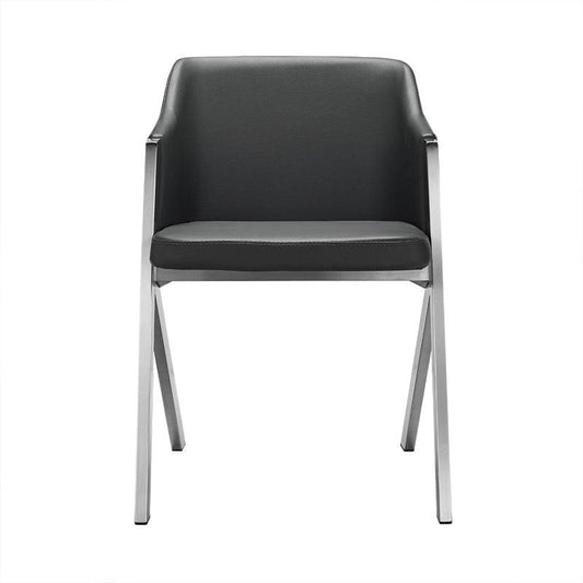 Two 29" Grey Leatherette and Steel Dining Chairs - AFS