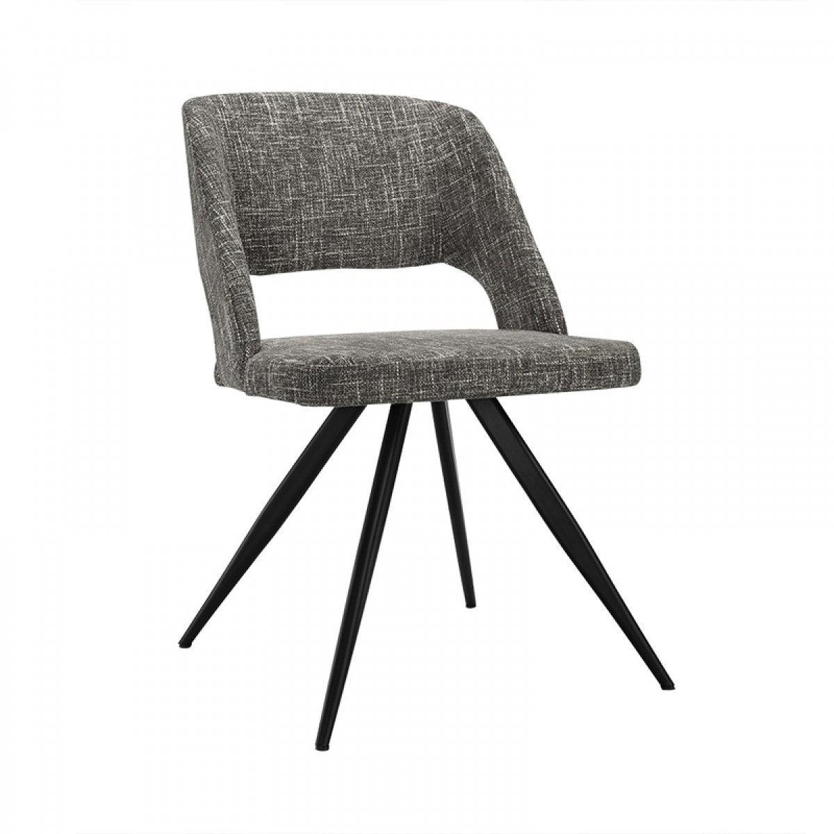 Set of 2 Modern Grey Fabric Dining Chair with Sleek Black Legs - AFS