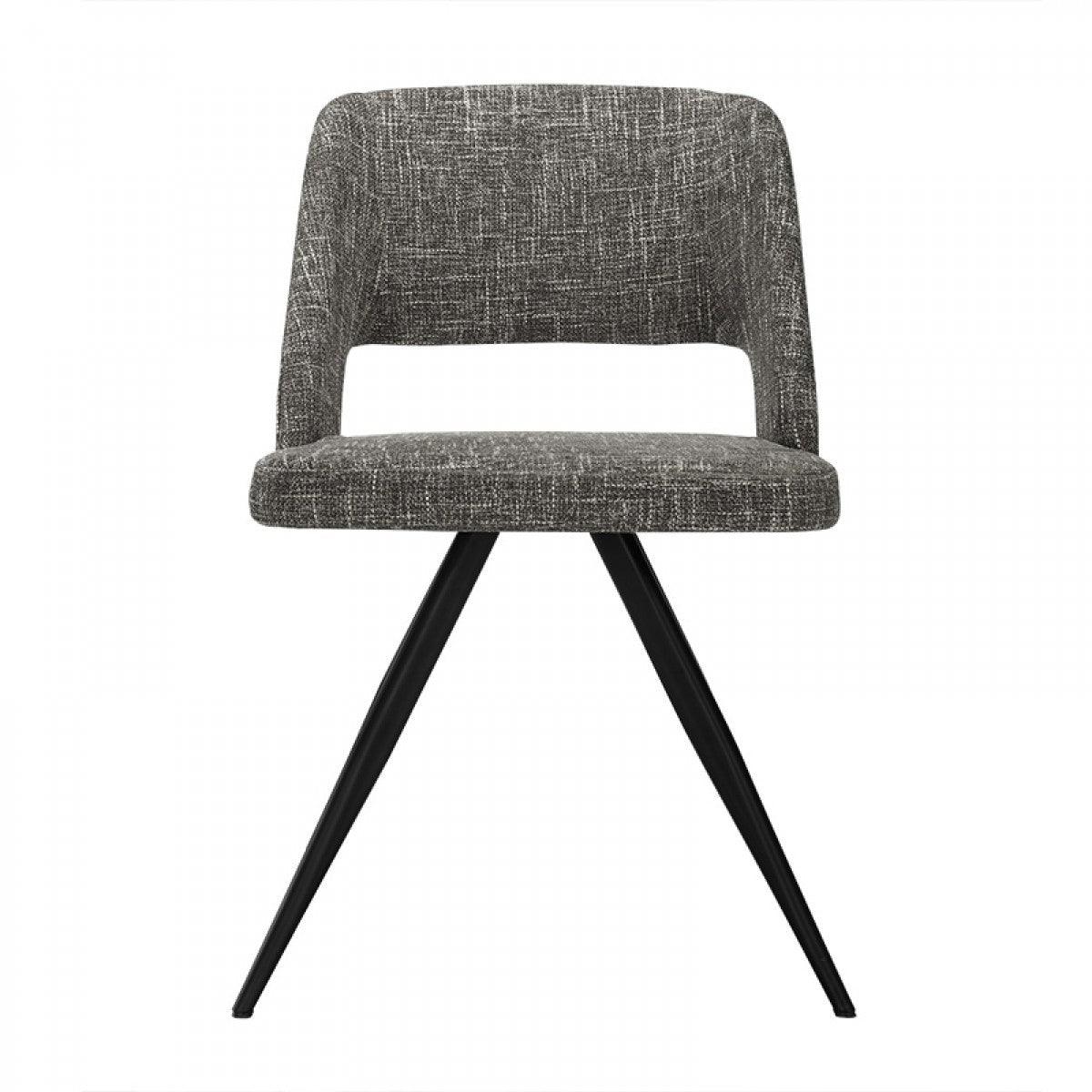 Set of 2 Modern Grey Fabric Dining Chair with Sleek Black Legs - AFS