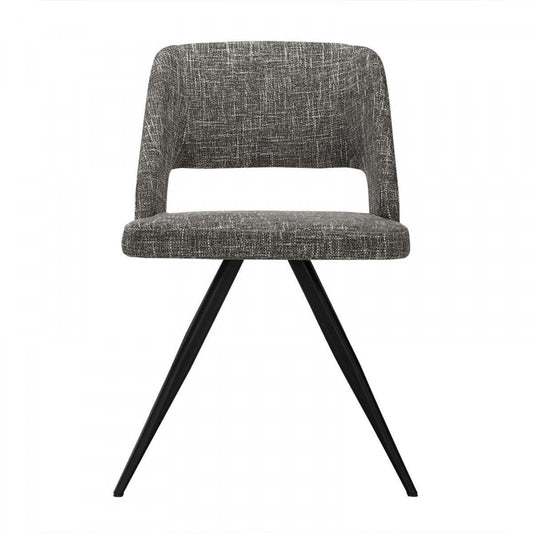 Set of 2 Modern Grey Fabric Dining Chair with Sleek Black Legs - AFS