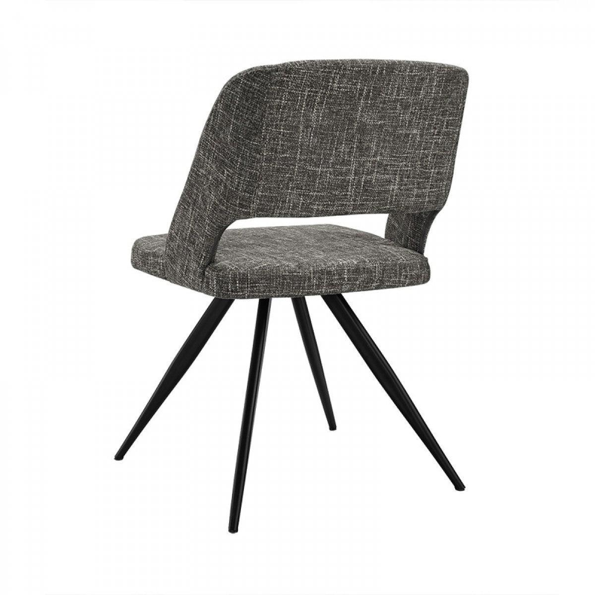 Set of 2 Modern Grey Fabric Dining Chair with Sleek Black Legs - AFS