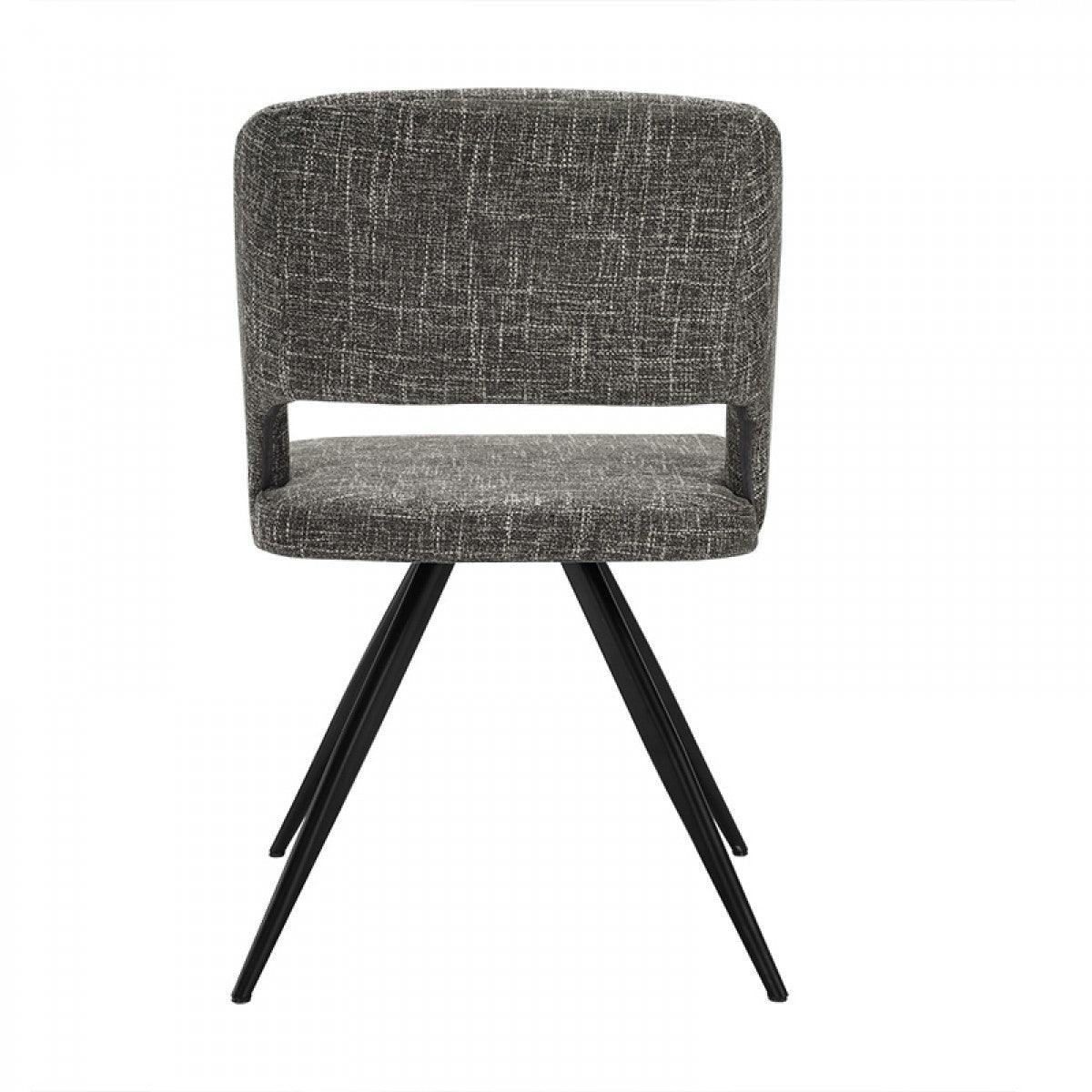 Set of 2 Modern Grey Fabric Dining Chair with Sleek Black Legs - AFS