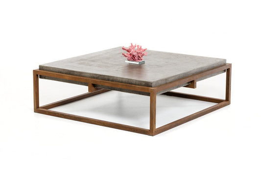 15" Concrete and Metal Coffee Table - AFS