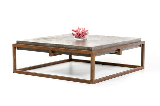 15" Concrete and Metal Coffee Table - AFS