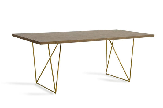 30" Tobacco Veneer MDF and Antique Brass Dining Table - AFS