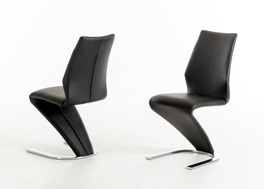 Two 37" Black Leatherette and Steel Dining Chairs - AFS