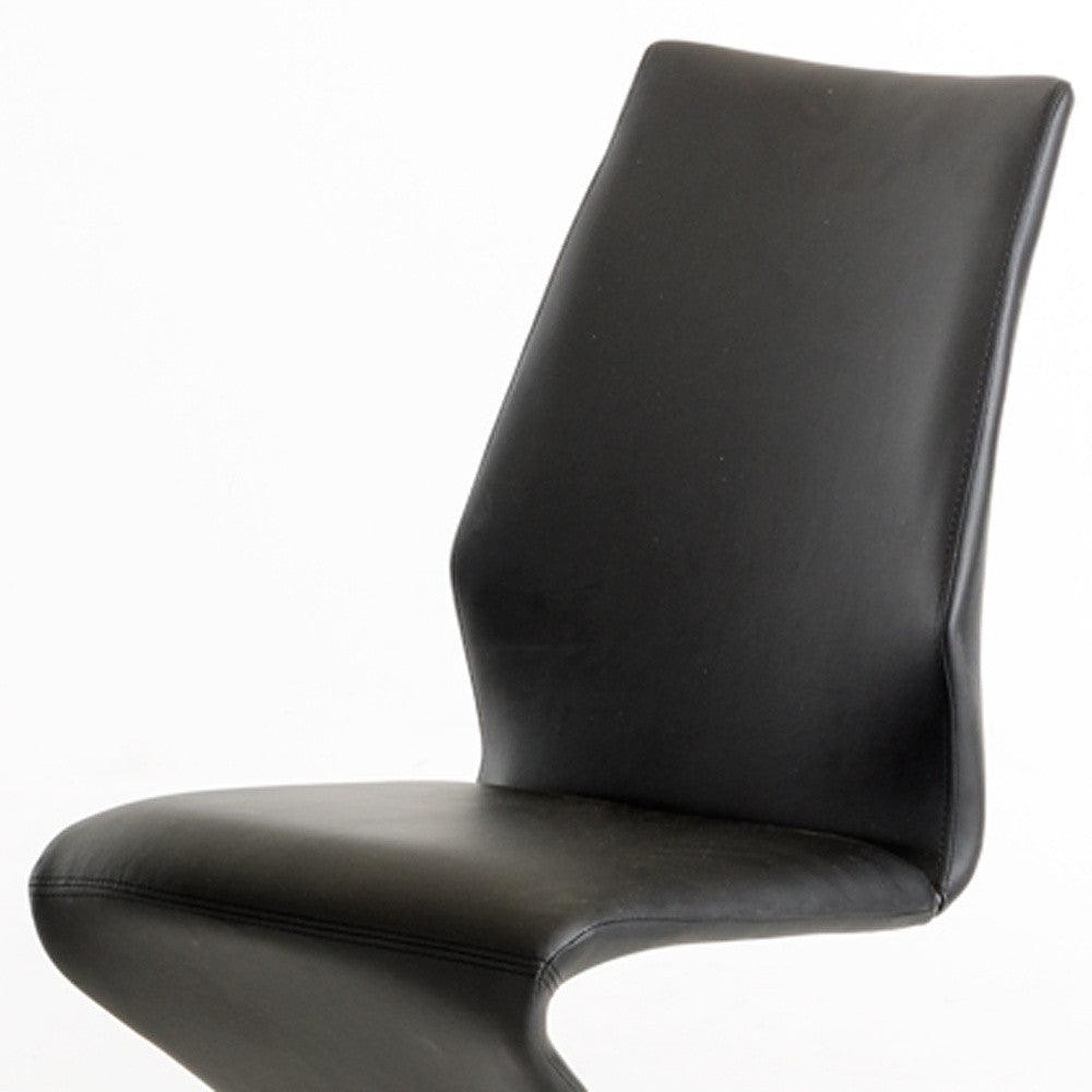 Two 37" Black Leatherette and Steel Dining Chairs - AFS