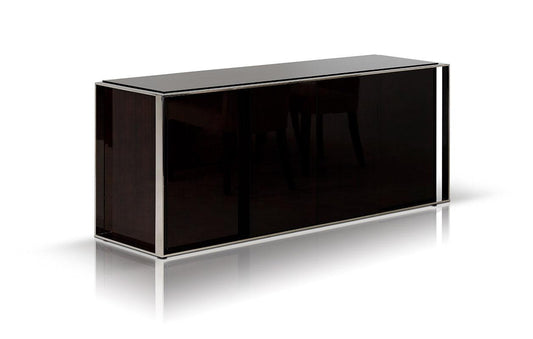 31" Ebony Lacquer MDF Glass and Steel Buffet - AFS