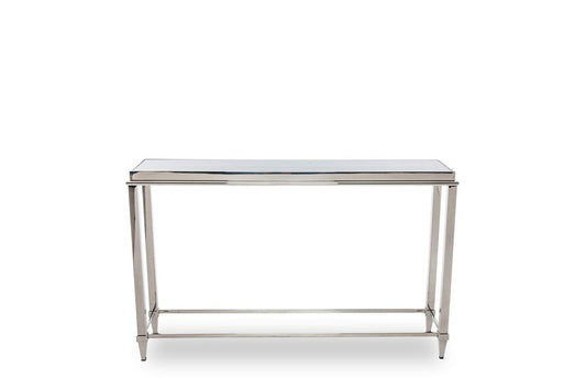 34" Stainless Steel and Glass Console Table - AFS