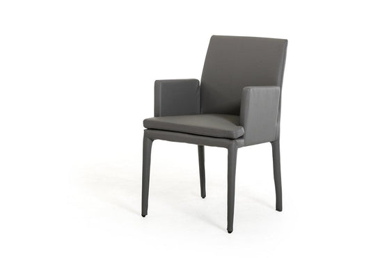 34" Grey Leatherette and Metal Dining Chair - AFS