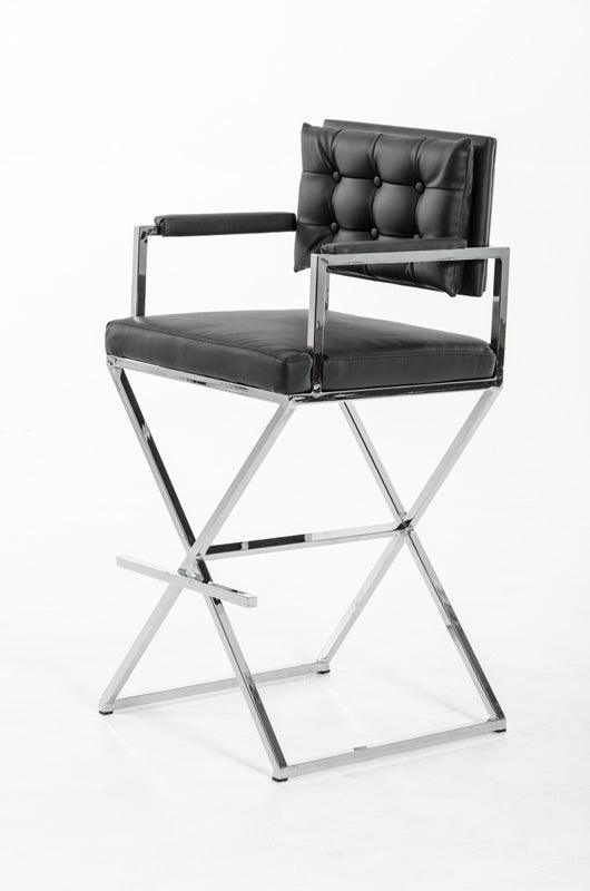 43" Black Leatherette and Steel Bar Stool - AFS